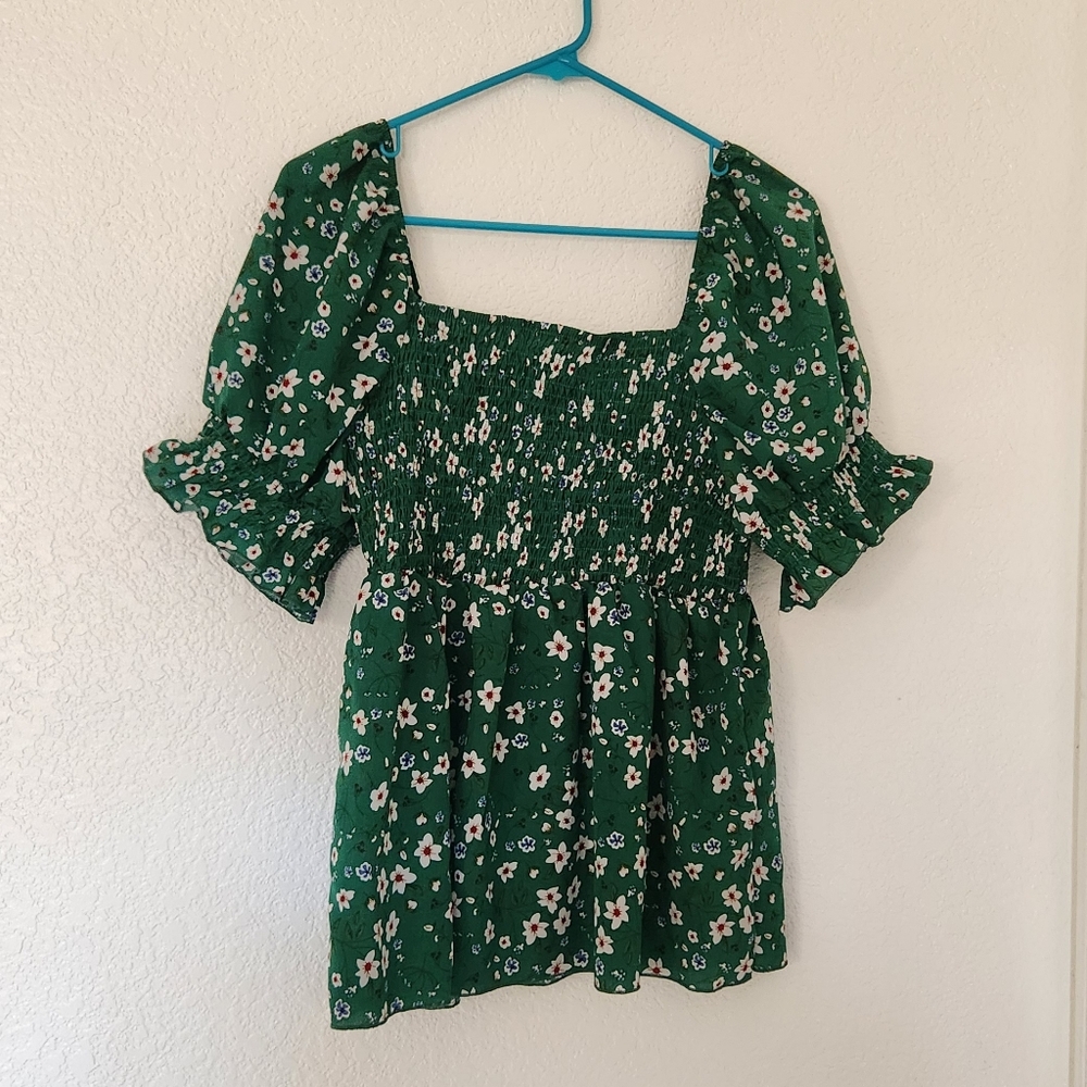 Green Peasant Top